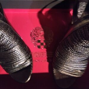 Vince Camuto Textured Silver Sandals